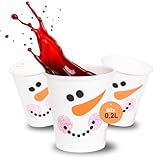 DeinPack 50 Glühweinbecher 200 ml - Winter Pappbecher mit Schneemann Motiv | Einweg Heißgetränkebecher für Glühwein, Punsch & Tee | Weihnachtsbecher Einweg | Trinkbecher Pappe mit Innenbeschichtung