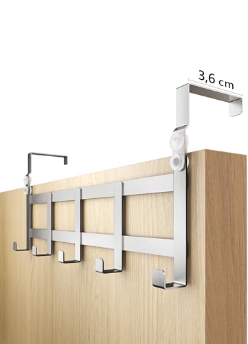 4smile Perchero puerta – barra de gancho entrada de acero inoxidable con almohadillas antideslizantes y de fieltro - colgador versátil para el hogar, percha puerta