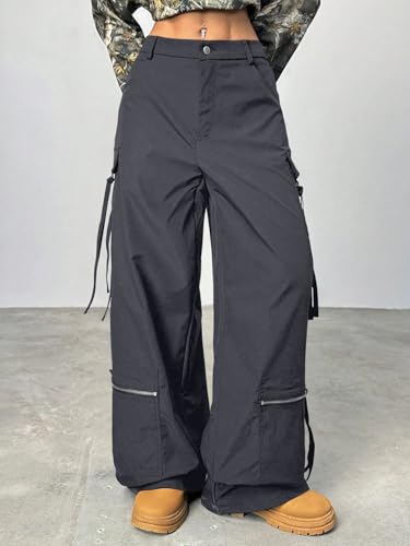 Image of GRECIILOOKS Cargo Pants for Woman | Trousers for Womans |High Waist Cotton Trouser Flared Parachute Pants with Side Pockets |Womens Cargo Pant | Elegant for College & Events (Available in Plus Size)