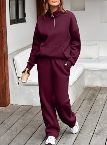 Aleumdr Womens 2 Piece Outfits Matching Sweat Sets Sweatsuit Tracksuit Zip up Sweatshirt and Sweatpants Lounge Sets2