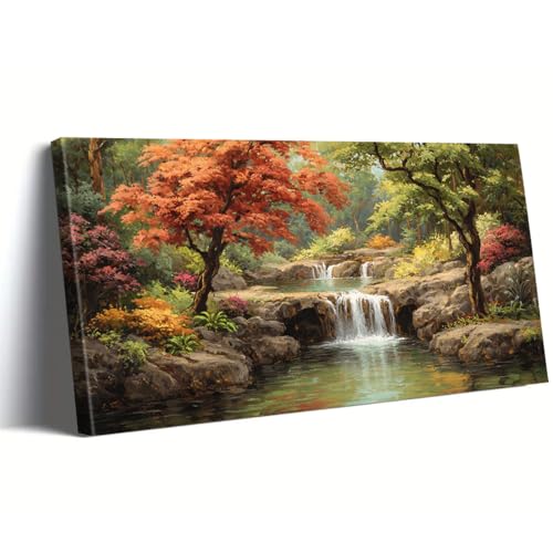 Tableau moderne cascade pour habiller un mur vide de salon 40x80cm