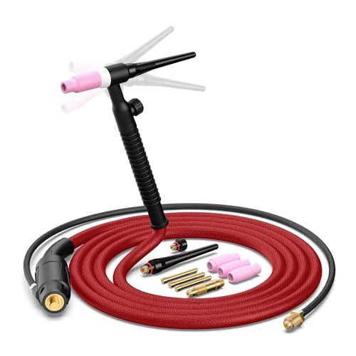 Image of bestarc TIG Welding Torch, 13FT WP-17FV Argon Air Cooled Lift TIG Torch Flexible Tig Torch Head with Gas Valve Adjustment (RED)