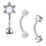 LAURITAMI 3pcs Rook Piercing Barras 1.2mm Curva Barbell Ceja Plátano Acero quirúrgico Daith Pendientes de Oreja Joyería Piercing