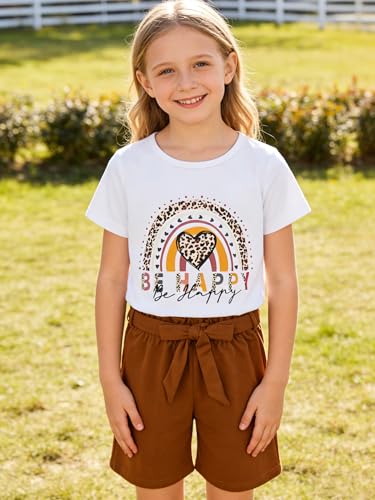 Image of KIDLAGA Toddler Kid Girl Outfits Clothes Floral Short Sleeve T-Shirt Top + Waist Pocketed Summer Short Sets 4-7T Girl Clothes