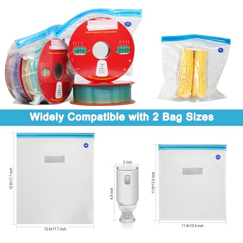 Image of RepRapper Filament Storage Bag Vacuum, Drying Sealed 16 Cleaning Bags with Two Sizes for 3D Printer Filament with Automatic Pumps /Humidity Indicator Cards /Clips / /Desiccants