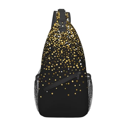 Gold Bling Shinning Sling Backpack Unisex Crossbody Chest Bag Shoulder Chest Bag For Women Men Hiking Travel