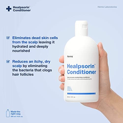 Healpsorin Healthy Hair Psoriasis Conditioner for Dry Scalp - Camellia Oil, Arginine, Coconut Oil & Vitamin B5 - Relieves Dandruff & Seborrheic Dermatitis Symptoms for Shiny, Flake-Free Hair