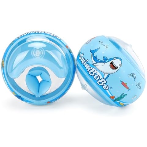Swimbobo Soft Swimmies Toddler Floaties, Learn-to-Swim Inflatable Pool Floats & Arm Floaties, Swimming Pool Accessories for Kids Aged 3-6 (Blue) Cover
