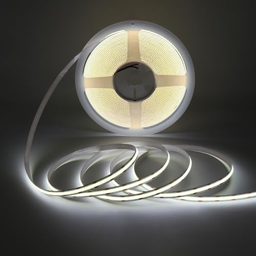 Ruban LED COB 10m 12V Blanc Froid 6000K, Éclairage LED Linéaire Puissant sans Taches, Bande LED Flexible Très Lumineuse, Décoration de Noël et Vitrine, Installation Facile, [Sans Adaptateur Secteur]
