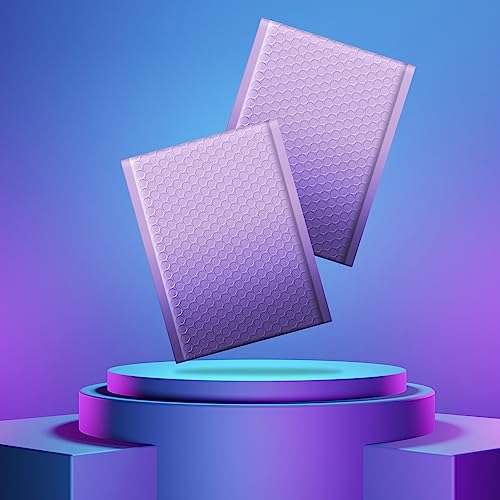 Image of Fuxury 4x8 Bubble Mailer 100 Pack Gradient Purple Cute Bubble Envelopes | Opaque Strong Adhesion Pattern Padded Mailing Envelopes for Shipping Jewelry,Makeup,Trading Cards #000 Thick Padded Mailer