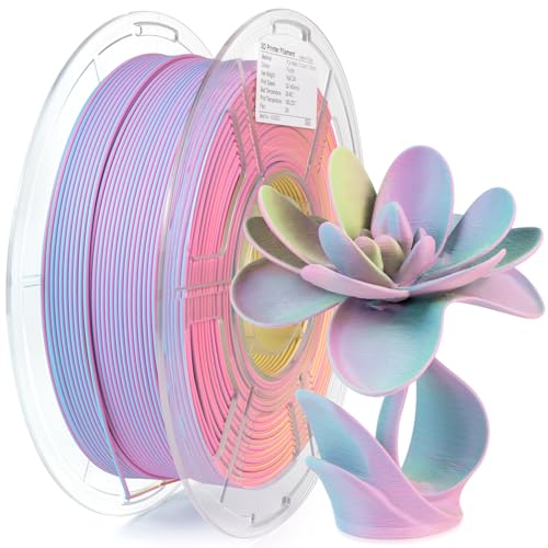 iSANMATE Matte Tri Colors PLA Filament 1.75mm, 3-in-1 Color Rainbow Filament, Coextrusion 3D Filament, Rapid Magic Color Change Filament 1.75mm, Dimensional Accuracy +/- 0.03 mm, 1KG/Spool