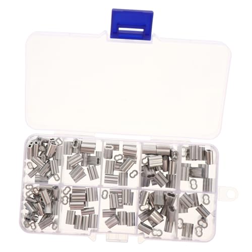 FUNOMOCYA 3sets Durble Aluminum Double Barrel Ferrule Crimping Loop Sleeve Fishing Line Connector Accessories 150pcs*3