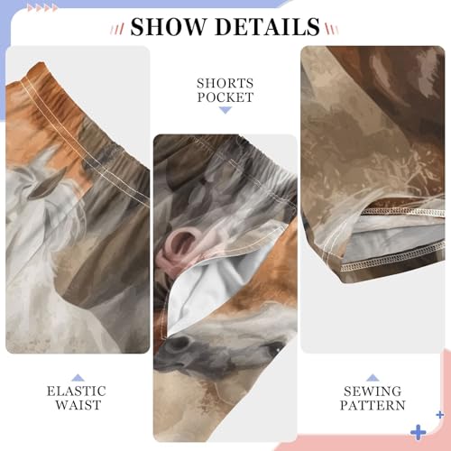 ZZXXB Horses Print Boys Long Pants Soft Trousers Elastic Waist Kids Lounge Bottoms with Pockets S-XL4