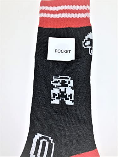 Super Mario Bros Dungeon Mario 8 Bit Crew Sock Pair Black3