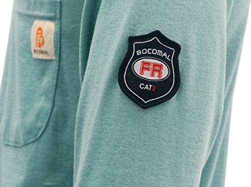 Image of BOCOMAL FR Shirts Flame Resistant Shirt 5.5oz 100% Cotton Light Weight CAT2 Fire Retardant Henley Shirts
