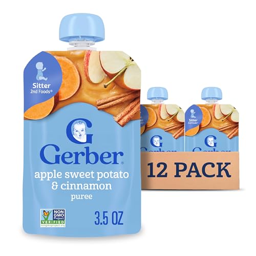 Gerber Stage 2 Baby Food, Apple Sweet Potato Cinnamon Puree Pouch, 12-Pack - image 1