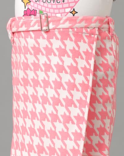 Image of Under Fourteen Girls Flannel Checks Skort | Skirt for Girls | Woven | 14-15 Yrs(Pink)