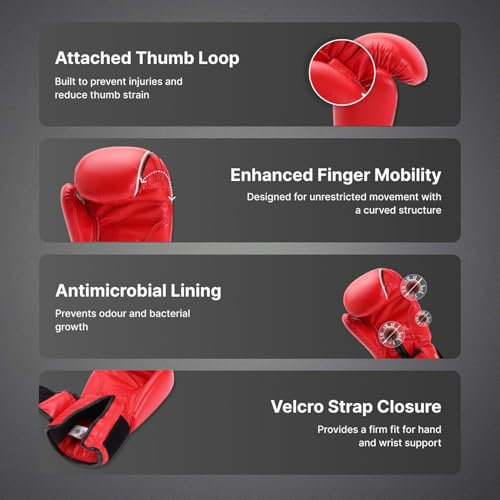 Image of CULTSPORT Boxing Gloves for Men & Women | Foam Padding | Punching Bag Gloves for Boxing, Training, Kickboxing, Muay Thai, MMA | 14 Oz Boxing Gloves | Red