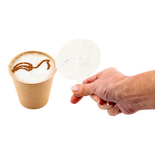 Restaurantware Coffee Art Stencil Pack of 1 Stainless Steel Bird Decorating Stencil for Latte Art, Reusable Tool With Built-In Handle, Dishwasher-Friendly Coffee Shop Accessory