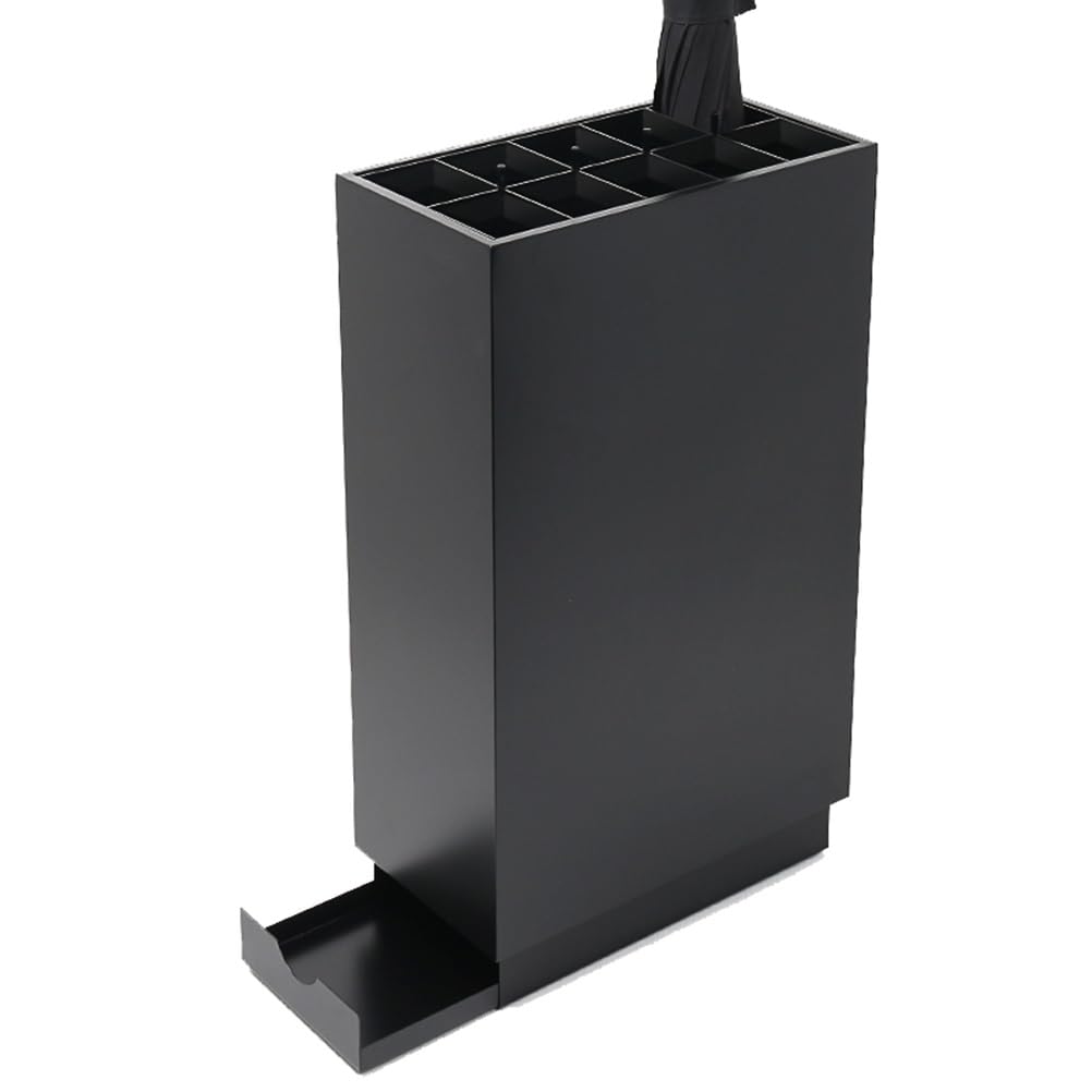 WQPMNYG Modern Metal Umbrella Stand with Drip Tray - Stylish Floor Holder for Home Office Hotel Indoor Hallway Entryway - Holds 10-14 Umbrellas Space-Saving Design