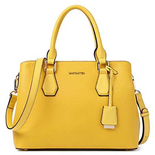 Bostanten Women Leather Handbag Designer Top Handle Satchel Shoulder Tote Bags Crossbody Purses Yellow #TOP10