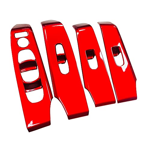XITER 4pcs ABS RED Car Interior Automobile Door Window Control Panel Cover Molding Door Lock Switch Trim Accessories for Nissan Altima 2019 2020 2021 2022 2023 2024 2025