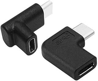 GodSpin USB C Angle Adapter [2 pack] 90 Degree USB C Type C Male to Female Adapter, Right Left Up Down Angled USB-C USB 3.1 Type-C Extension for Laptop & Tablet