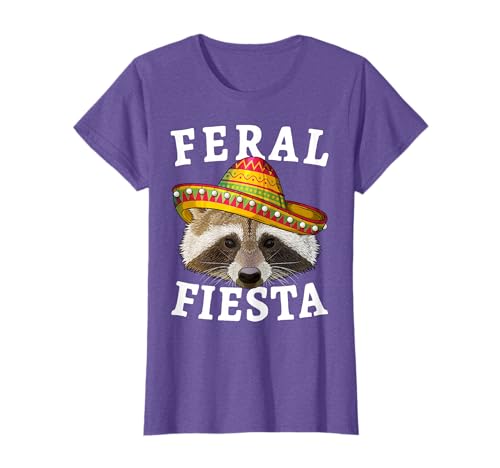 GoshWow Feral Fiesta Cinco de Mayo Raccoon Mexican Trash Panda Unisex-Adults Black Short Sleeve Classic Fit Crew Neck T-Shirt