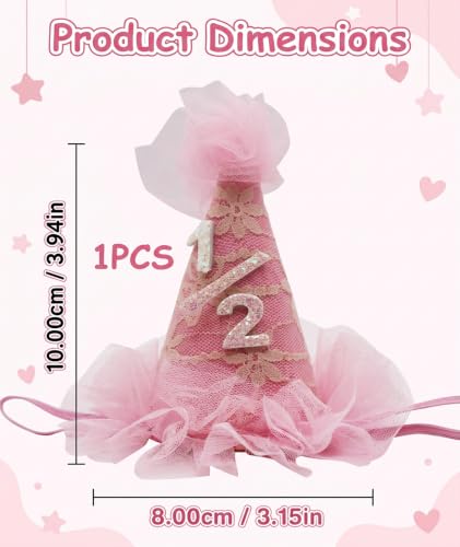 Image of piercing Half Birthday Decoration for kids, 1 /2 Birthday Decorations for kids, Half Way to One Decoration, Half Birthday Cap, Adorable Party Hat Milestone, Great for Photo Shoots