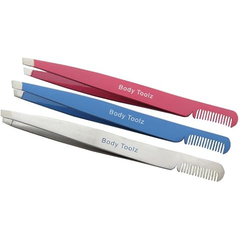 Body Toolz Slanted Tweezer with Comb, Colors may vary Cover