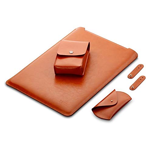 Couverture, 4 en 1 Sac for ordinateur portable en cuir Microfibre intérieur + Power Sac + souris Sac de rangement + 2 enrouleurs for MacBook Pro A1708 13,3 pouces (2016-2017) / A1706 (2016-2017) Cover