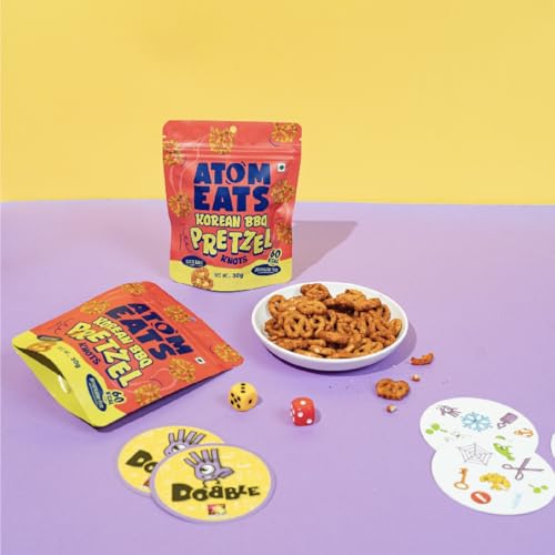 Image of Atom Eats Spicy Pretzels : Korean BBQ Pretzels 30g | Crunchy Namkeen, Chatpata Snack - Perfect for Travel, Parties, Movie Nights - Baked, Not Fried - Healthy Snacks, Wheat Flour, Korean BBQ Seasoning