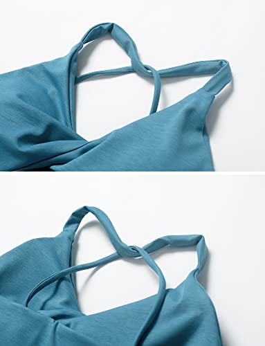 Workout Tank Tops For Women Work Out Tops Strappy Low Cut Bra Halter Top Sports Bra Blue, Xl #TOP3