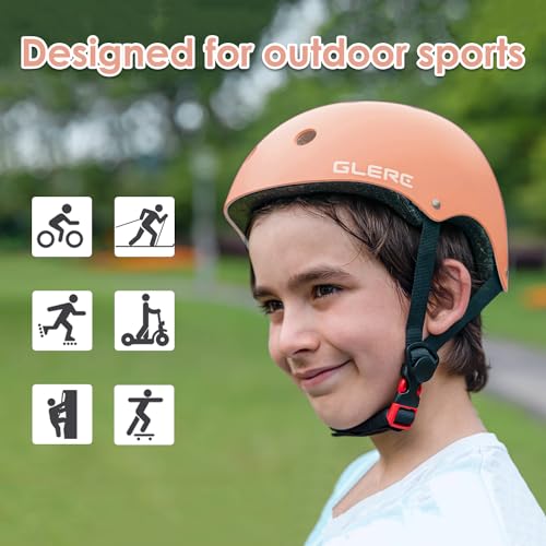 Glerc Kids Multi-Sport Helmet for Boys & Girls Ages over 8 years old, for Bike Scooter, Skate & More, Adjustable Size M, Peach - Image 3