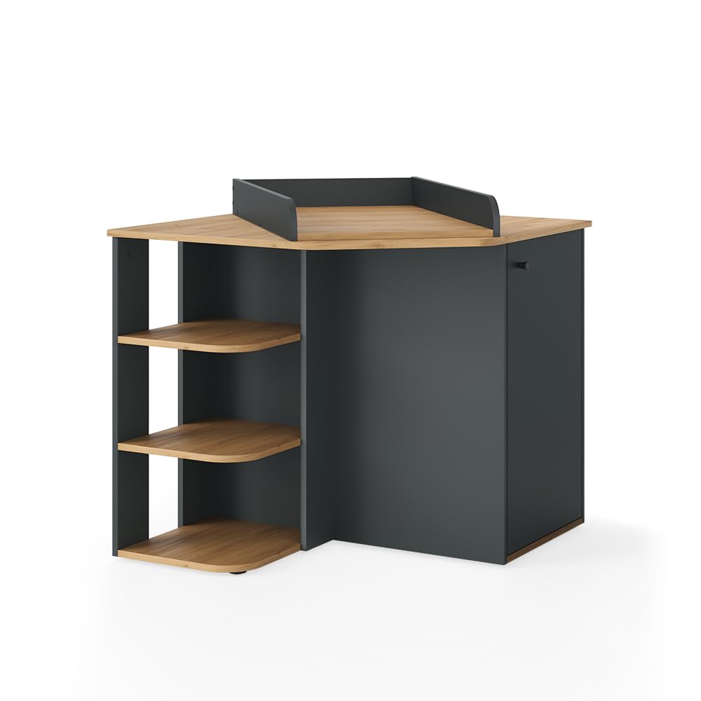 Vicco Commode à Langer Kristian, Anthracite/Artisan, 85x77.3cm avec 3 Compartiments fermés, pour Une Utilisation comme Table à Langer et Espace de Rangement