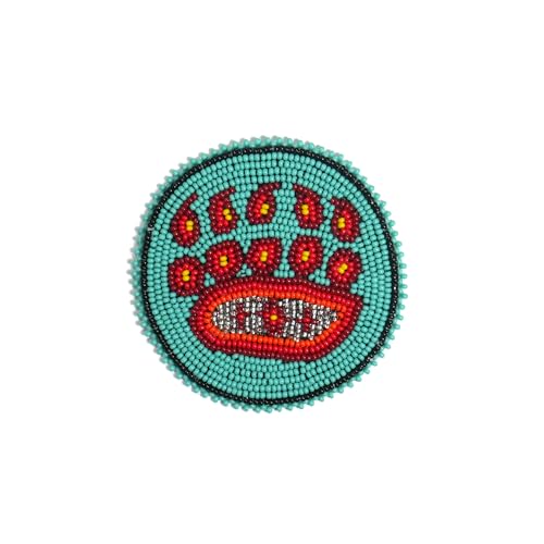 Handmade Beaded Rosette Medallion Patch Applique Native American Style (Turquoise 3.0 Inch)