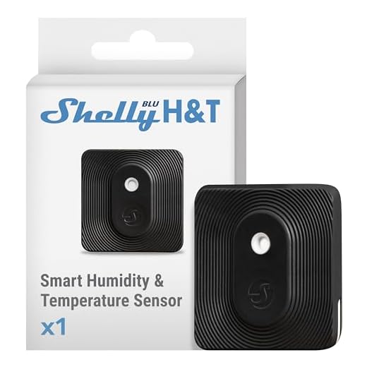 Shelly BLU H&T Noir - Capteur de température et d’humidité Bluetooth, Thermomètre, Hygromètre connecté, Protection IP54, Portée 10 à 30 m, Pile 2 ans, Stockage de données, Cryptage
