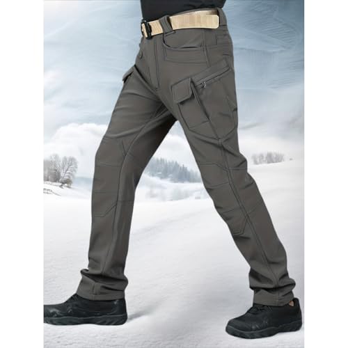 Fleece Lined Cargo Pants for Men Winter Windproof Work Pants with Pockets for Outdoor Hiking Hunting Tactical Pants4
