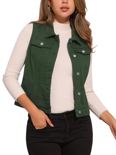 Chaleco vaquero Allegra K mujer cazadora sin mangas denim ropa casual de moda