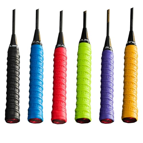 Satiskid 6-Pack Multi-Sport Overgrip Tape - Badminton Racket Grip Tennis Racket Grip Tape Super Absorbent Anti-Slip Racket Grip Tape for Badminton, Tennis, Squash, Fishing Rods, Bicycle Handlebars
