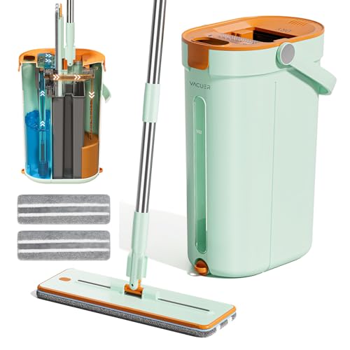 Balai Serpillière Essoreur Plat 3 Réservoirs K1-Pro, Réelle Séparation Eau Propre Et Sale, Nettoyage Hygiénique sans Effort, Jet & Brosse, Manche INOX, Tête XL,...