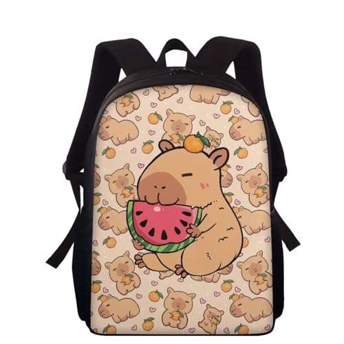Wnbucioht Little Kids School Backpack Cute Capybara Print Bookbag for School Girls Boys Schoolbags Funny Watermelon Capybara Print Backpack School Daypack for Kindergarten Preschool