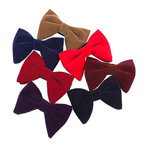 Image of Mens Oversized Velvet Bow Tie Solid Color Formal Tuxedo Pre-Tied Big Bowtie