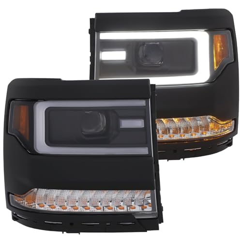 Anzo USA 111373 Projector Headlight Set Clear Lens Black Housing Amber...
