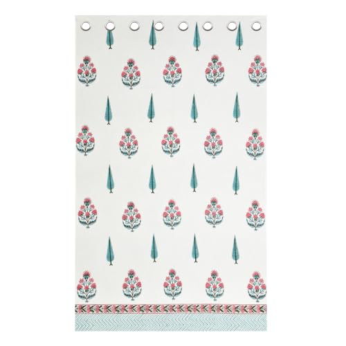Image of BLOCKS OF INDIA Hand Block Printed Cotton Linen Daylight Door Curtain (Style 5, Door 7 FEET)