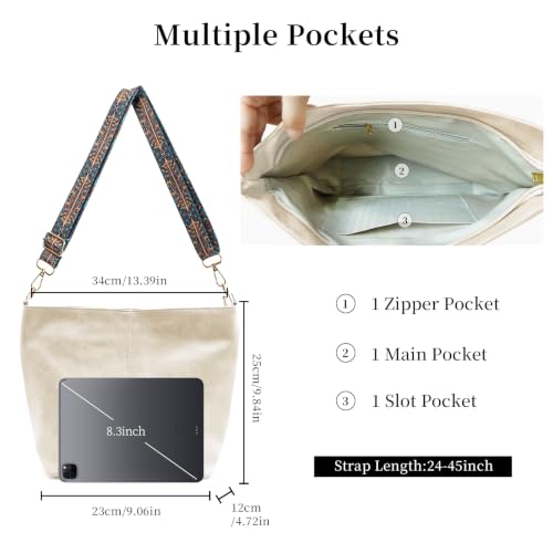 Image of Hobo Bags for Women Crossbody Bag Guitar Strap Purse Vegan Leather Shoulder Handbags Boho Purses Tote Bucket Bag