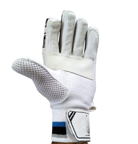 Image of Combo of Cricket Club Youth Super Batting Gloves & Cotton Inner Right Handed Lightweight- PVC Material,White Leather,Cotton Palm Best for Beginners- Moulded Fiber Shells with High Density Foam