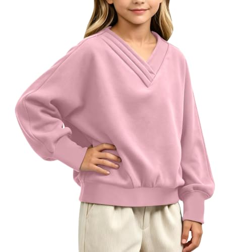Girls Hoodie V Neck Sweatshirt Long Sleeve Pullover Top with Pocket - image 2