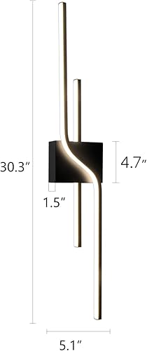 Miniatura 5 de Apliques de pared negros modernos LED para tocador de baño, lámpara de pared lineal de 30 pulgadas, 4000 K, luz neutra para sala de estar,