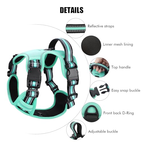 Hundegeschirr No-Pull für Kleine, Große, Mittelgroße Hunde - Weich, Atmungsaktiv, Einstellbar, Reflektierend Mit Gepolstertem Griff - Anti-Zug Brustgeschirr